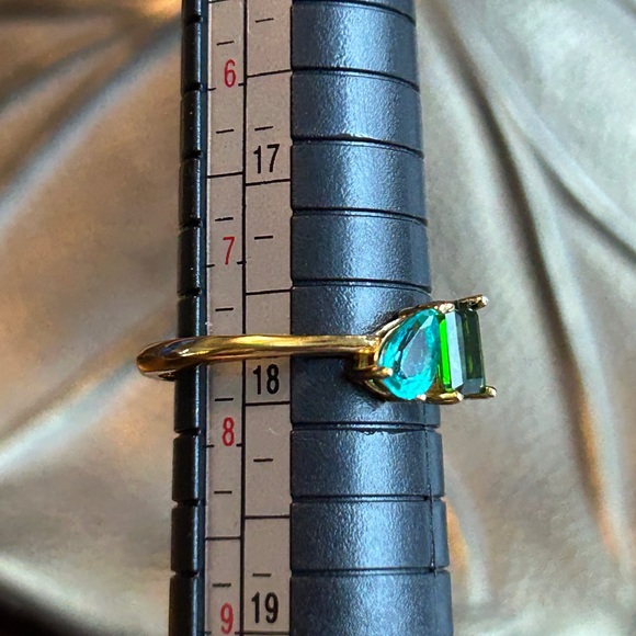 18k Plated Paraiba Color Topaz Adjustable Ring Size 7.75 - Picture 4 of 9